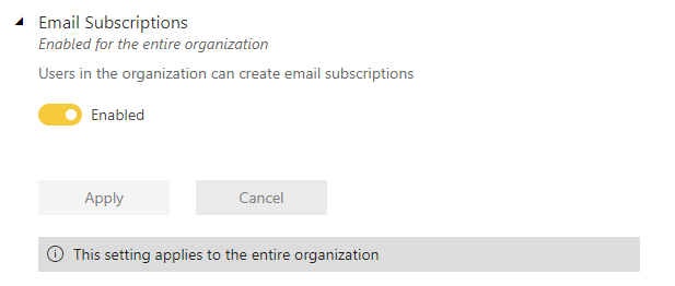 View of tenant subscription setting