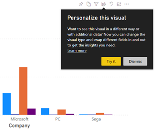 Coachmarks for personalize this visual