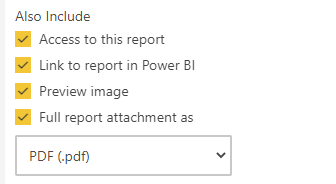 Subscription selections for Power BI reports