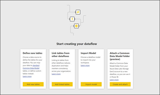 Dataflows authoring page