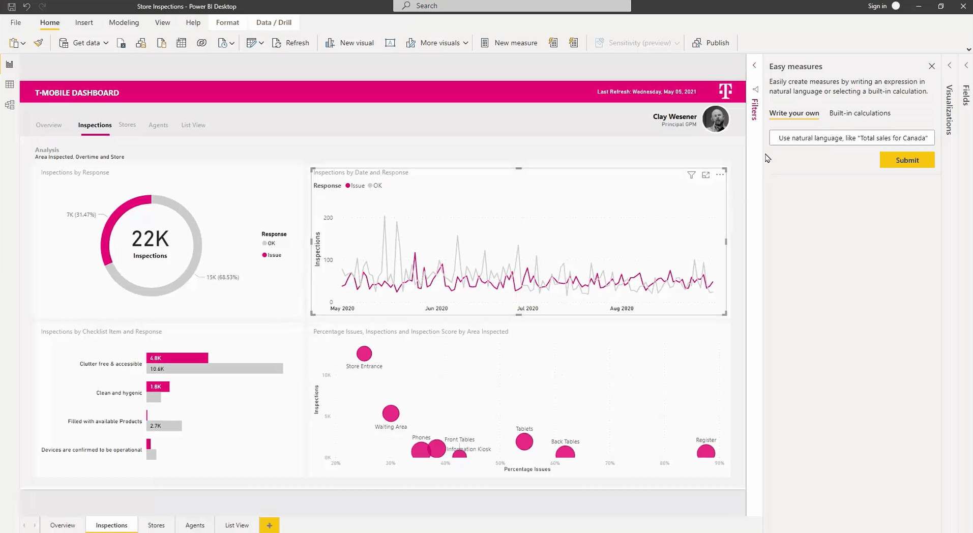 Demonstration of our new no-code experience for generating DAX using natural language.