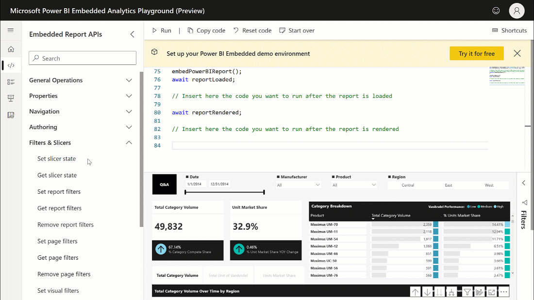 Demo of embedded playground