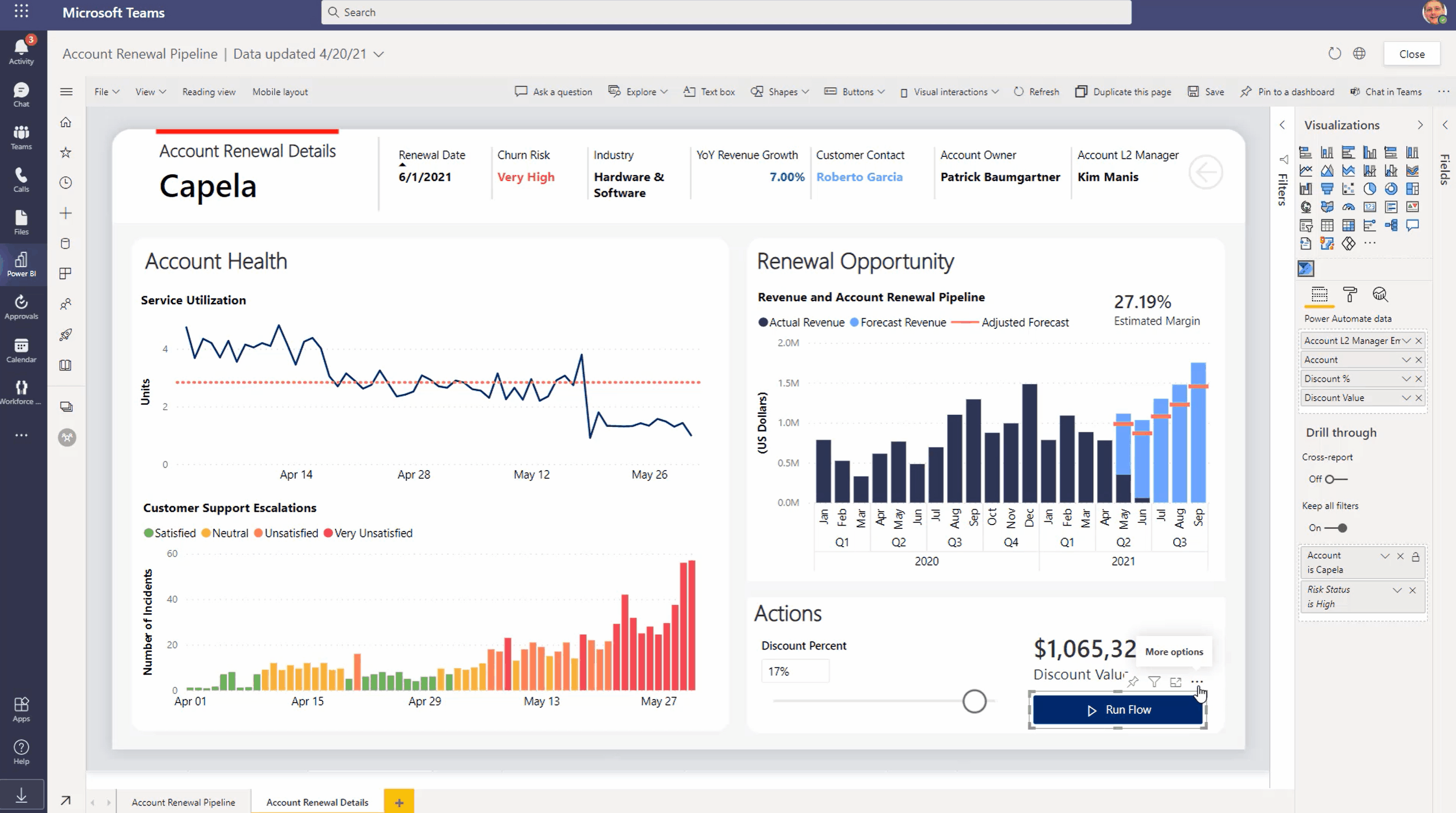 We have now brought Power Automate to the Power BI canvas. You can author and kick off a business process.