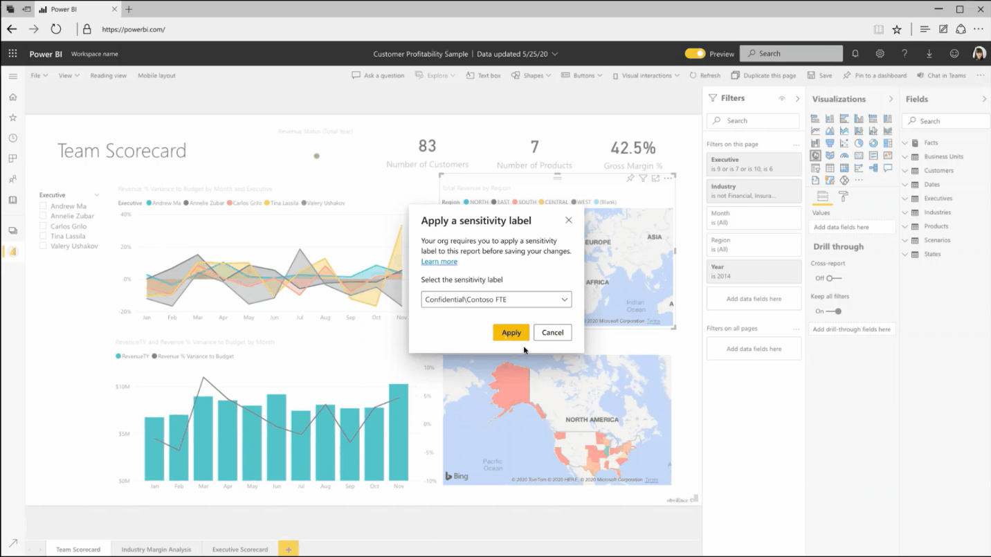 Applying a sensitivity label in the Power BI service