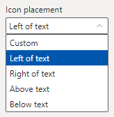 Icon placement dropdown menu