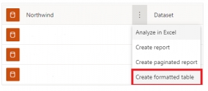 create formatted table