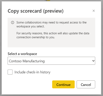 Screenshot showing Copy scorecard dialog