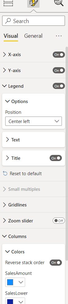 Reverse stack order options are available in new formatting pane options.