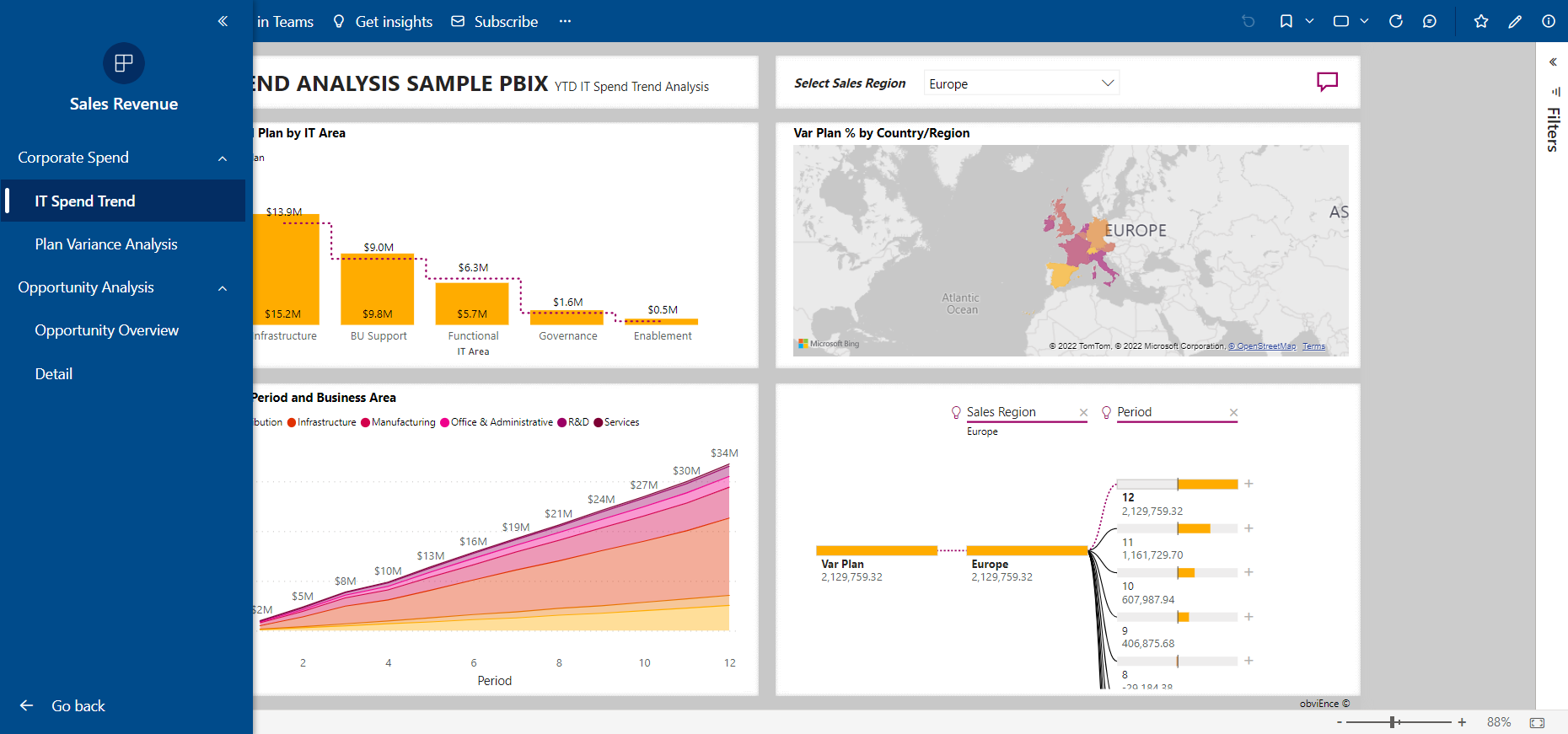 app consumer view with app navigation pane overlaid over the content 