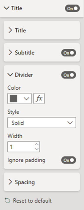 divide option in Title settings card