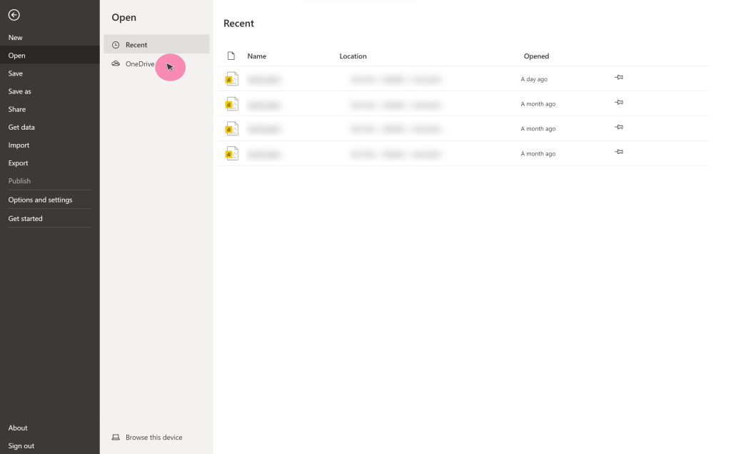 Open file from OneDrive in Power BI Desktop