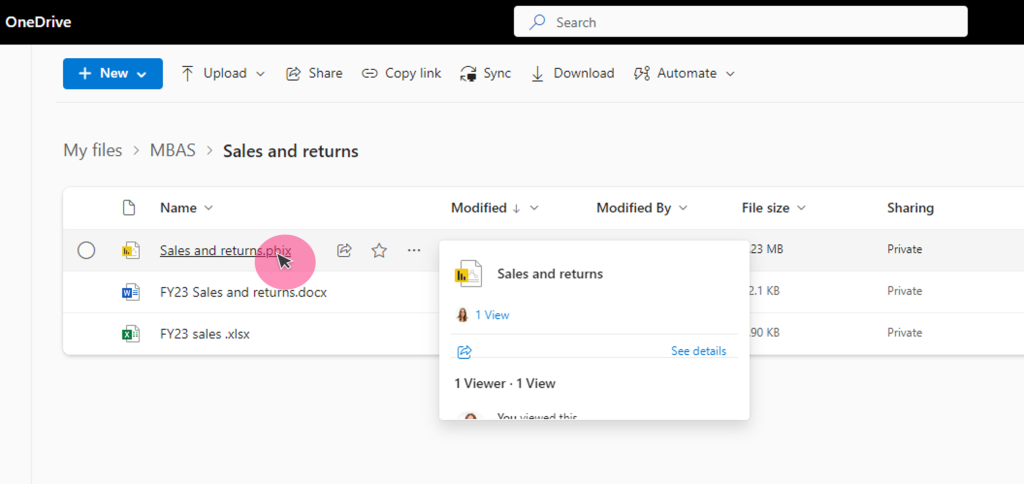 Find a report in OneDrive or SharePoint document libraries