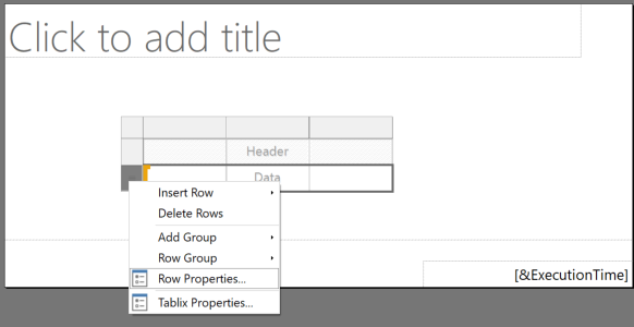 image row properties setting