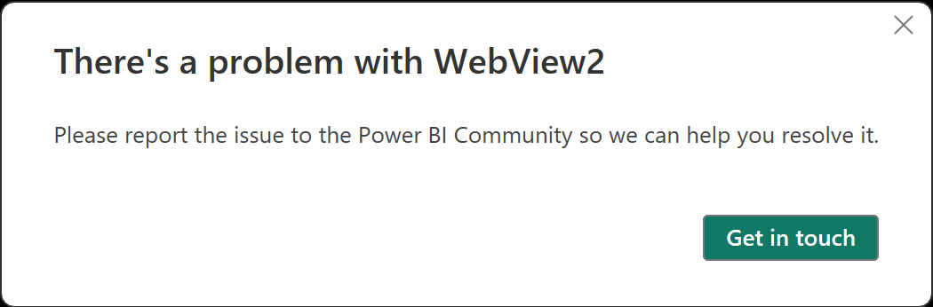 WebView2 error message