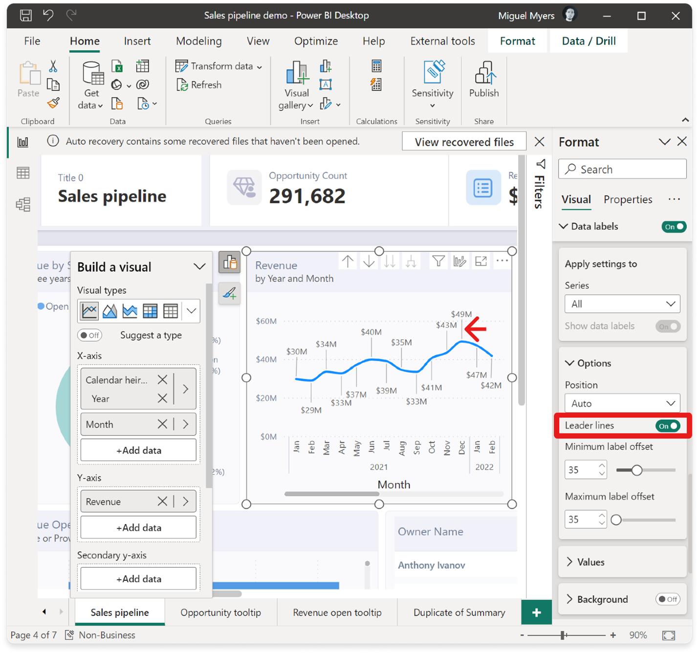 create a visual connection between each data point and its corresponding label