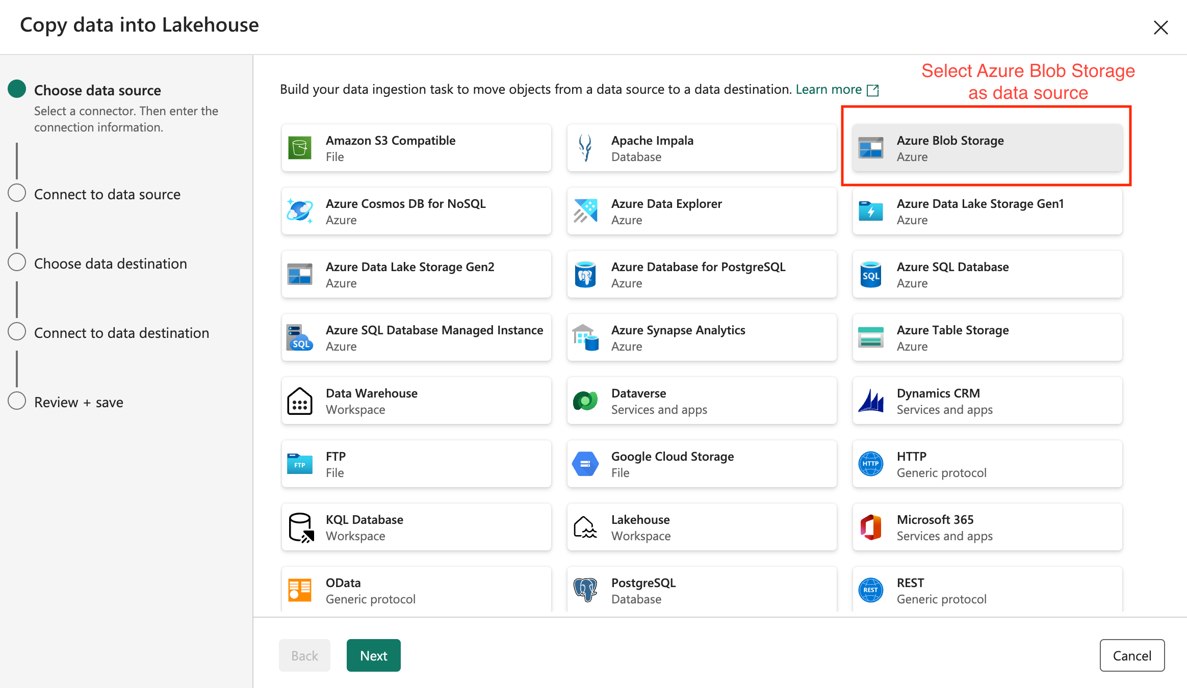 choose data source