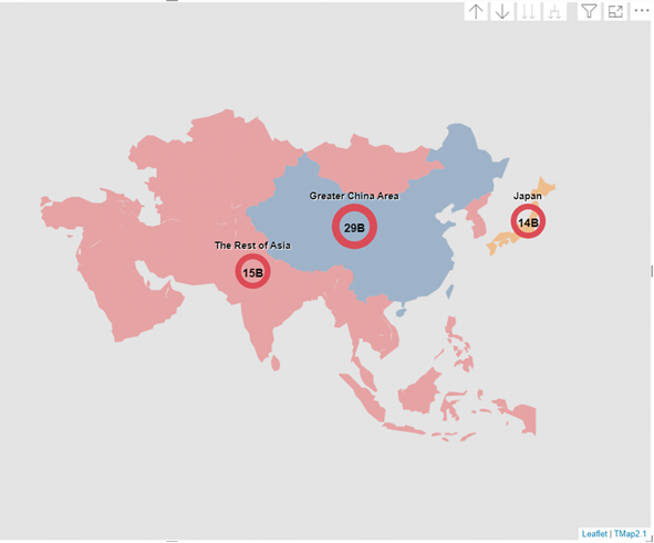 A map of asia with red and blue circles

Description automatically generated