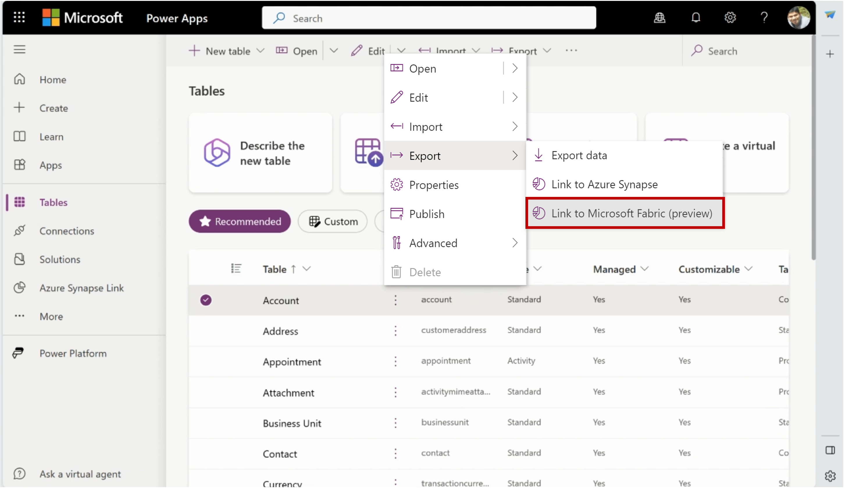 favorite options in OneLake data hub