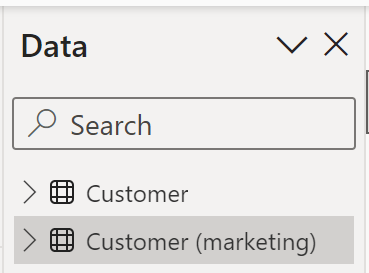 your field list will show both ‘Customer’ and ‘Customer (marketing)’ according to the deduplication rule you set up