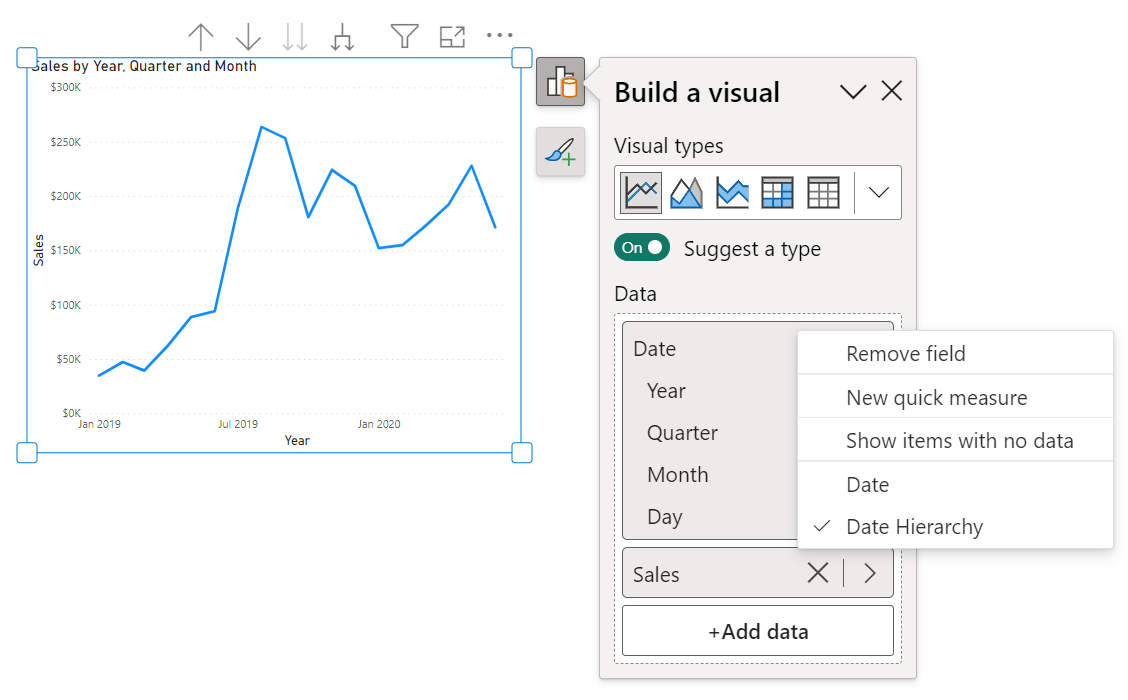 Date Hierarchy on data flyout swap using right click